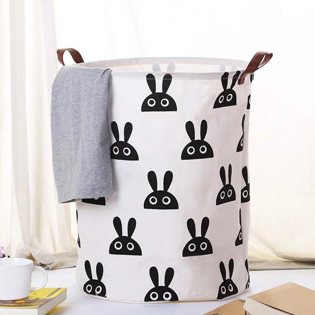 Laundry Basket Cute Rabbit Cotton 40x40x50cm Dirty Clothes Hamper Storage Basket Waterproof Lining