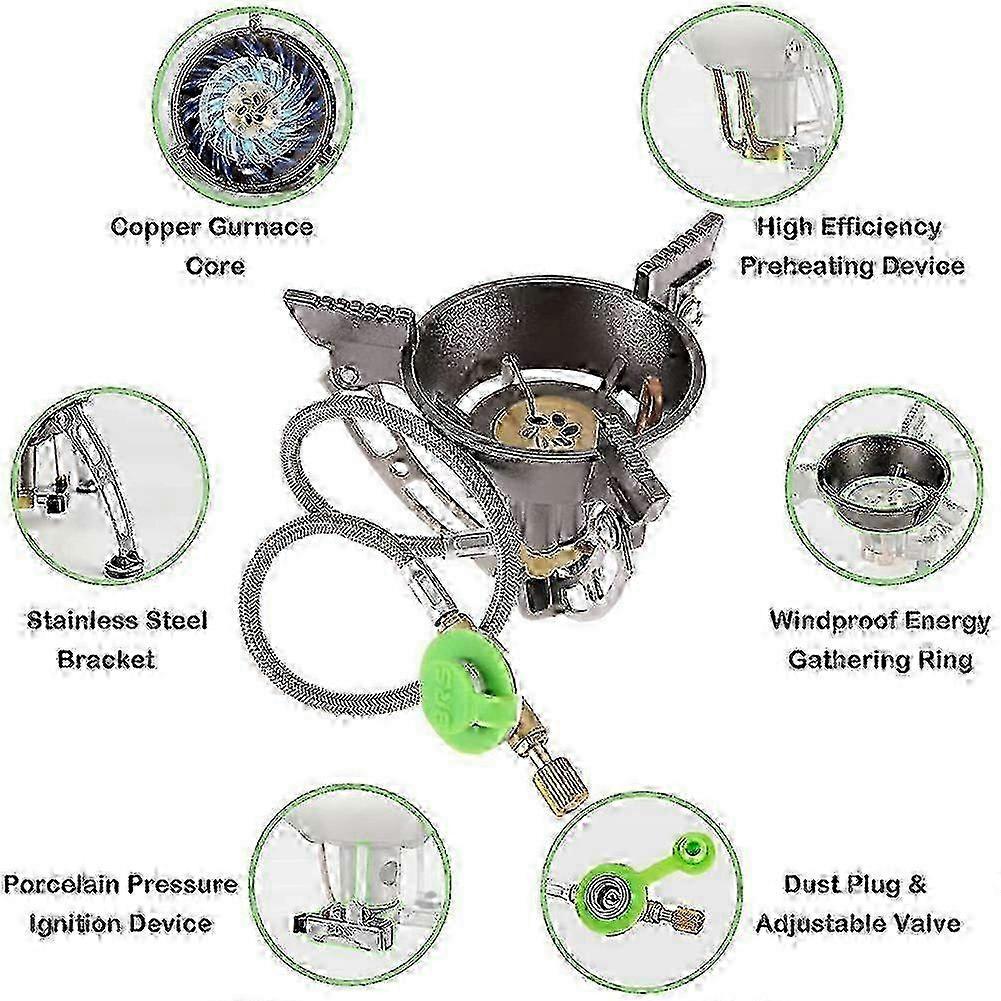 2025 Windproof Camping Gas Stove,3240W Portable Foldable Butane/Propane Backpacking Stove with Piezo Ig