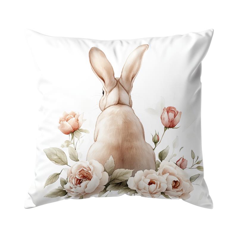 1 Pc Rabbit Pattern Easter Day Pillowcase Home Office Sofa Cushion Cover Living Room Decor Pillow Cover Happy Easter Decor