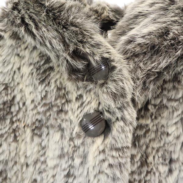 STEFANEL Hooded Rabbit Fur poncho Gray Jacket Women Used