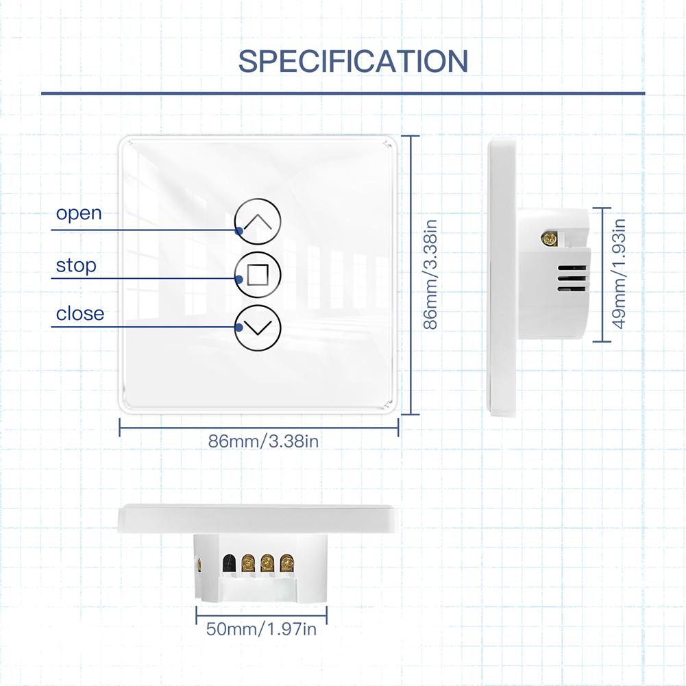 LangYeao WiFi Smart 2.5D Arc Glass Touch Panel Curtain Switch for Roller Blinds Shutters APP Control Work With Alexa Google Home