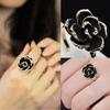 Women's Fashion Black Rose Flower Ring, Alloy, Imitation Drill