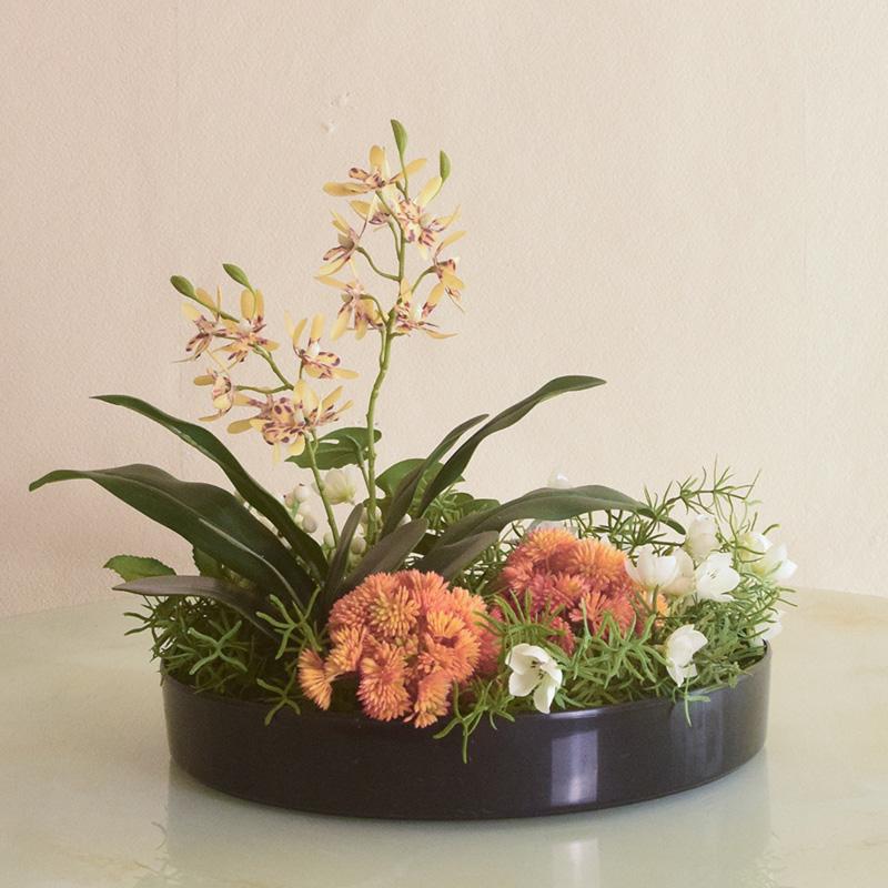 Large Round Table Turntable Centerpiece for Hotel Dining and Private Room Decor - Artificial Flower Art Landscape