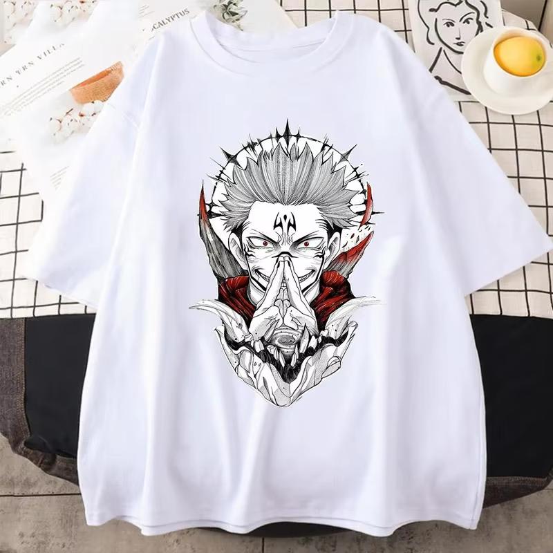 2026 Retro Jujutsu Kaisen Ryomen Sukuna Tshirts Men Short Sleeves Graphic T Shirt Novelty Anime Manga T-shirt Cotton Tee Tops Merch