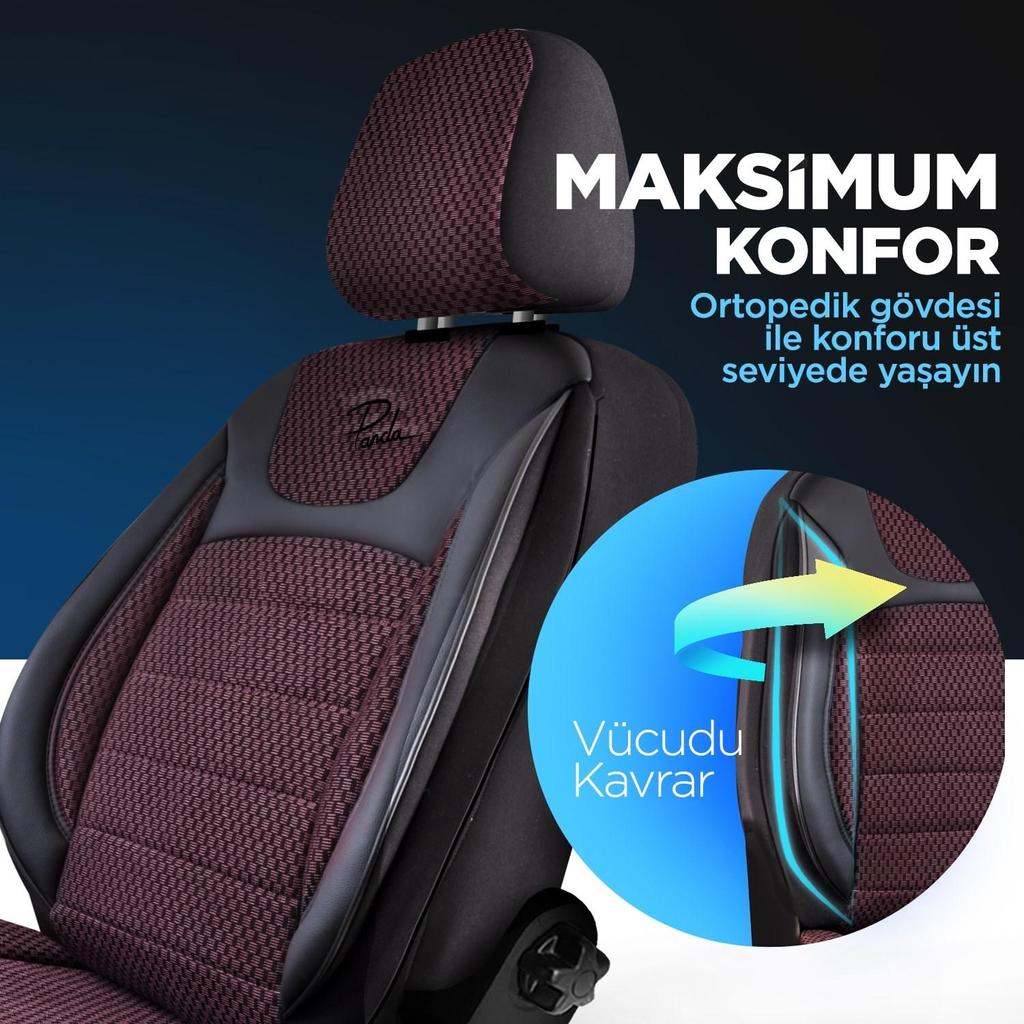 Special Woven Fabric Car Seat Cover Claret Red Black