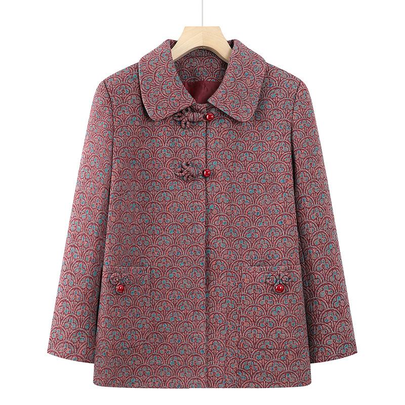 

Женский пиджак с лацканами, топ, одежда для пожилых женщин, осенний пиджак 5XL (recommended 145-77.5 kg) красный