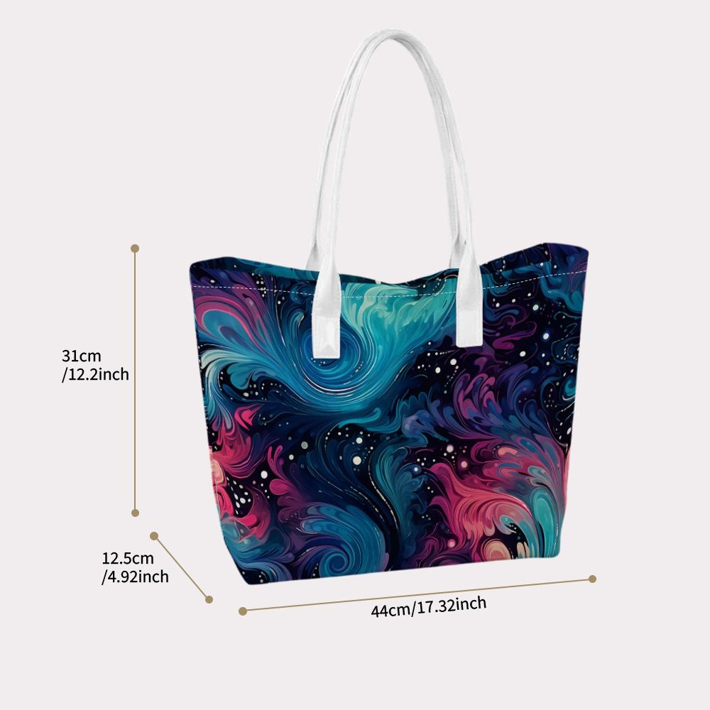 Galaxy Swirl Print Shoulder Bag Fashion Casual Lightweight Portable Daily Use Tote Handbag for Women Outdoor Shopping