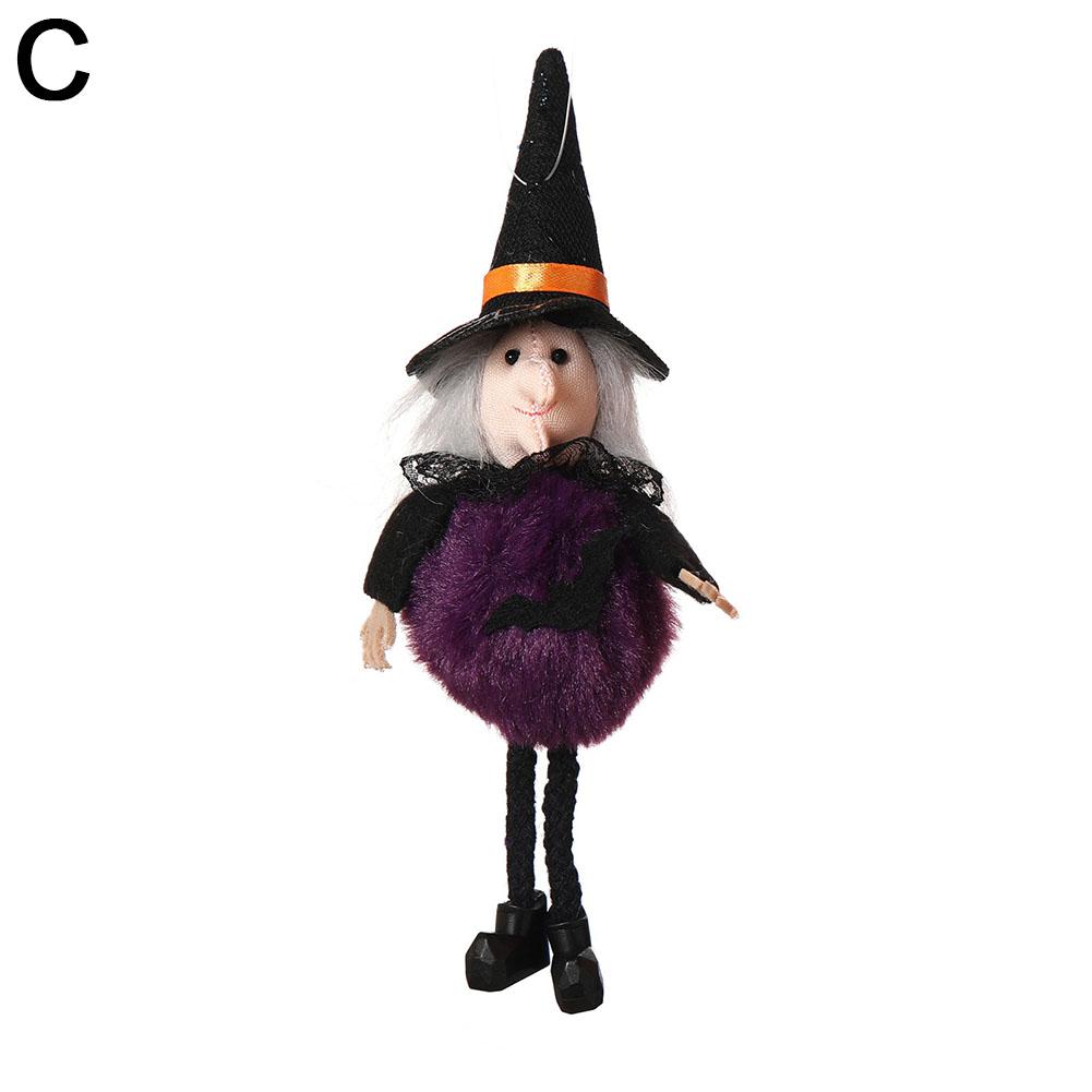 Halloween Pendant Car Accessories Rearview Mirror Cute Plush Witch Pumpkin Doll Hanging Pendants Halloween Ornaments Decoration