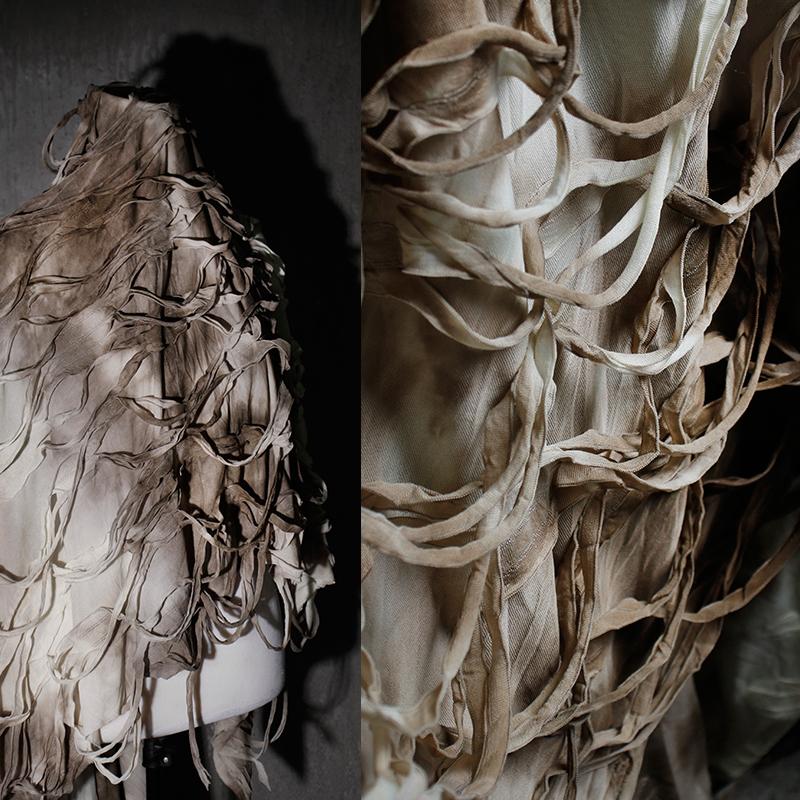 

50x145cm Tie Dye Gradient Material Brown Stretch Fabric DIY Ripped Retro Art Cloth Cosplay Material Clothing Designer 50x145cm коричневий