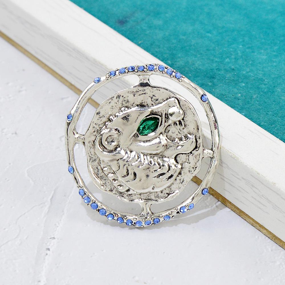 New Tiger Head Brooch Green Eye Animal Pin