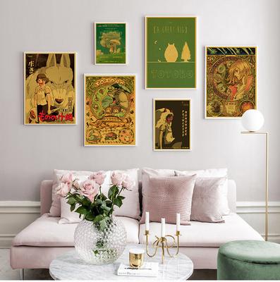 Vintage Cartoon Anime Hayao Miyazaki Totoro Spirited Away Posters Kraft Paper Home/ Room/ Bar Wall Decor Poster Art Painting No Frame