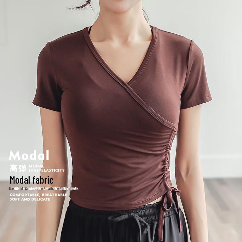 KAIQIAN Women s V-Neck Cropped Yoga Top S