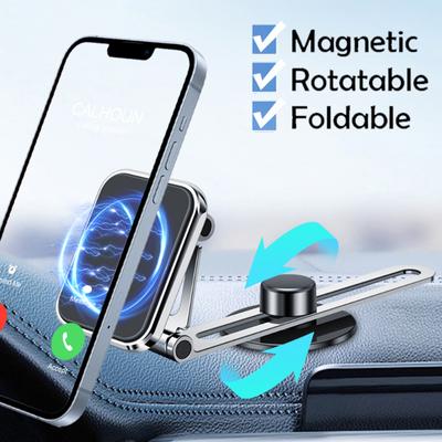 New Magnetic Car Phone Holder 360 Degree Rotating Hidden Folding Design Universal GPS Navigation Bracket Stand for IPhone 13 14