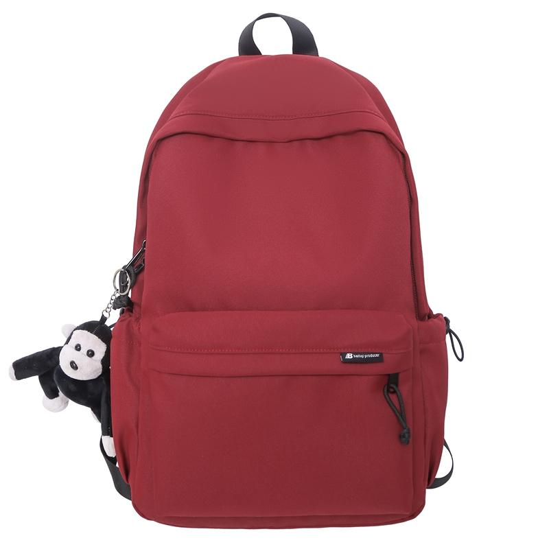 Men's Large Capacity Solid Color Backpack Women Travel Bag Junior High School Student Schoolbag