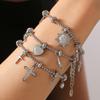 Elegant Sun And Moon Charm Bracelet With Crystal Accent Titanium Steel Lightweight Daily Wear Jewelry