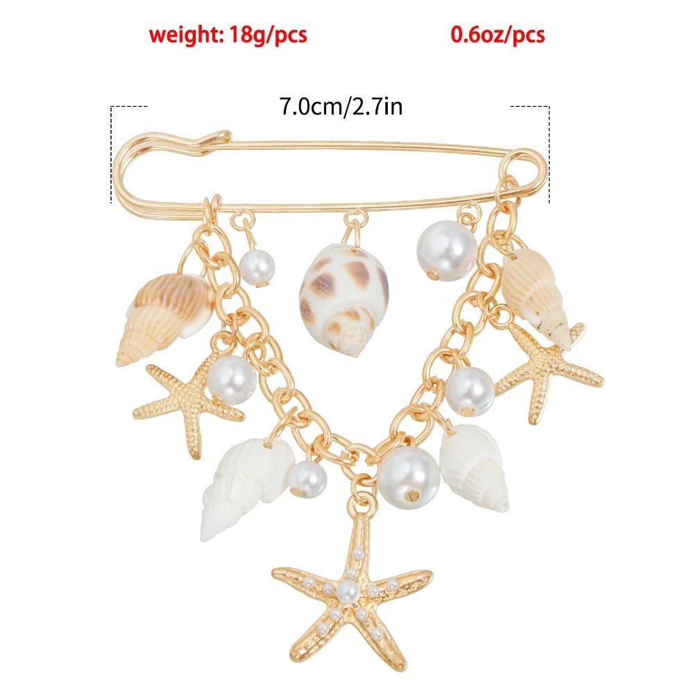 Fashion Pearl Shell Lady's Brooch Anti Exposure Fixed Pants Fixed Pin Versatile Creative Tassel Chain Brooch Clothes Decor