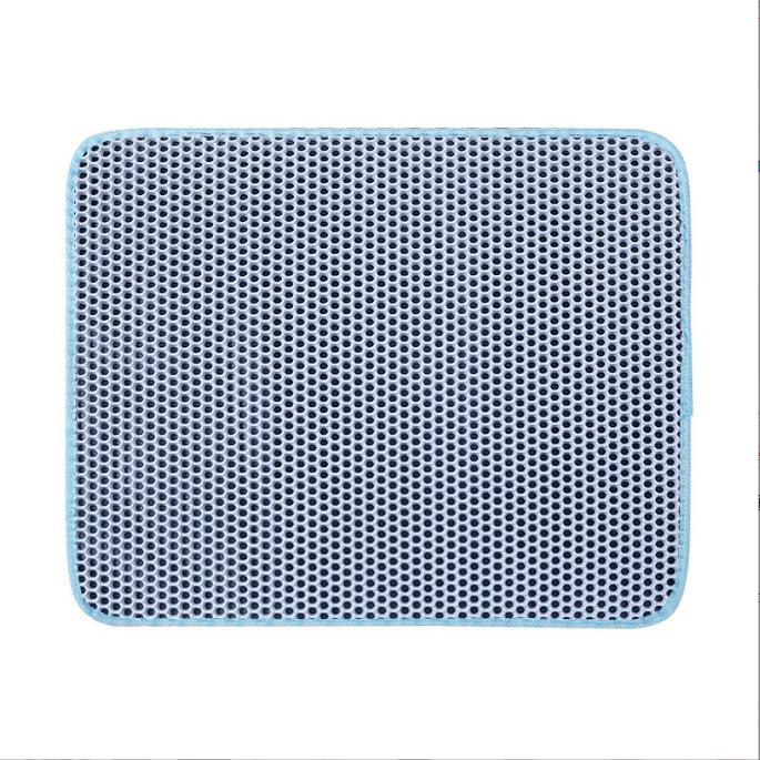 Double-Layer EVA Non-Slip Cat Litter Mat: Wear & Scratch Resistant, Sand Filtering Litter Control Mat. синий