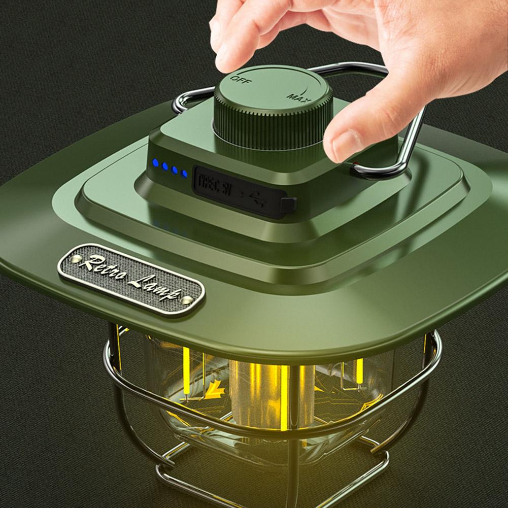 Portable Camping Lanterns 4500mAh Retro Hanging Tent Lamp Waterproof Dimmable Garden Decor Lights for Hiking Emergency Lanterns