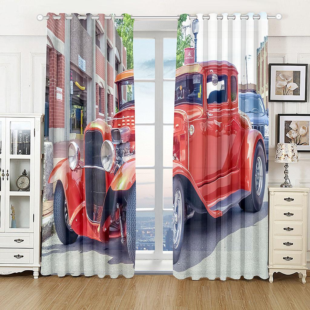 

Fire Engien Sports Car Бесплатная доставка Мальчики Дешевые Шторы на окна для детей Спальня Гостиная Ванная Кухня Дверь Холл 2 шт. W50 X H130(CM)X2&Grommet Top