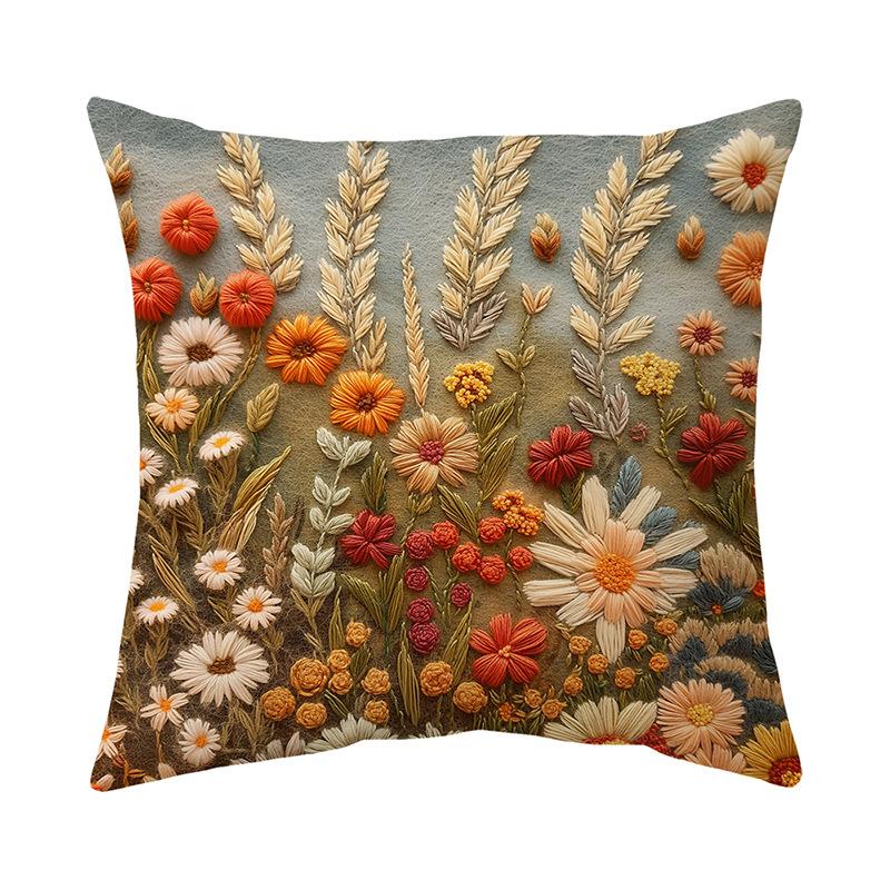 Retro Flower Pillow Cover Bohemian Style Home Living Room Sofa Cushion Cover Cushion