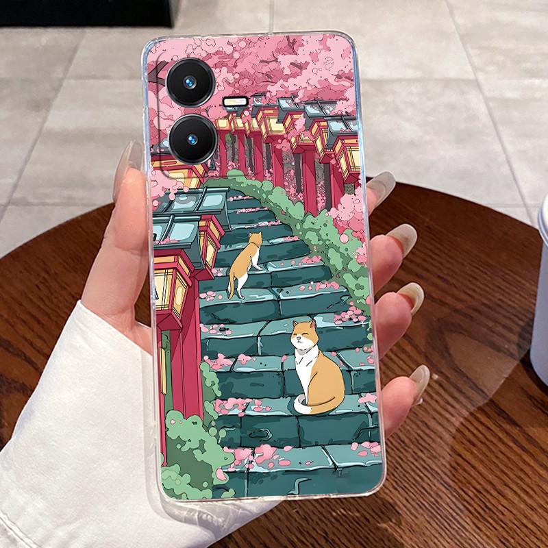 Jelly Casing For Vivo Y22 Y22s Y22t V2206 V2207 Clear Silicone Soft TPU Back Cover VivoY22 Y 22S 4G Cute Cat Heart Phone Case