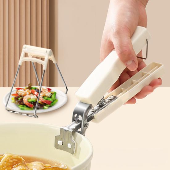 Anti-Scalding Bowl Clip Strong Stainless Steel Plate Gripper Comfortable Grip Hot Bowl Dish Clip Heat Insulation Plate Removal Tool Anti-Slip
