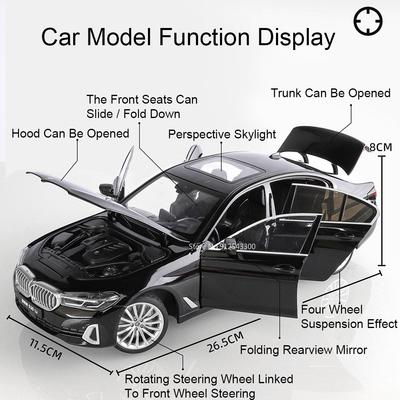 Large 1:18 530Li XDrive 500K Sports Car Model Toy Alloy Diecast Doors Opened Shock Absorption Vehicles Home Decoration Ornaments