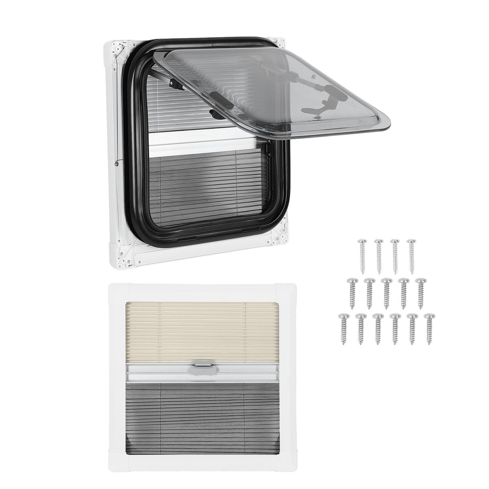 

15.2x15.2in RV Window Round Corner UV Protection 3 Opening Modes Waterproof Aluminum Alloy 75 Deg Open Angle for Campers Trailer чёрный
