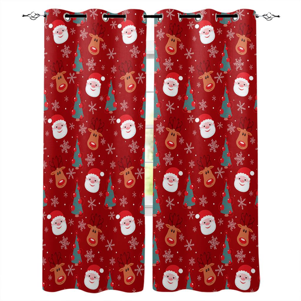 3D Christmas Tree Curtains 2-Panel Luxury Sunshade for Living Room Bedroom Home Decor Merry Christmas