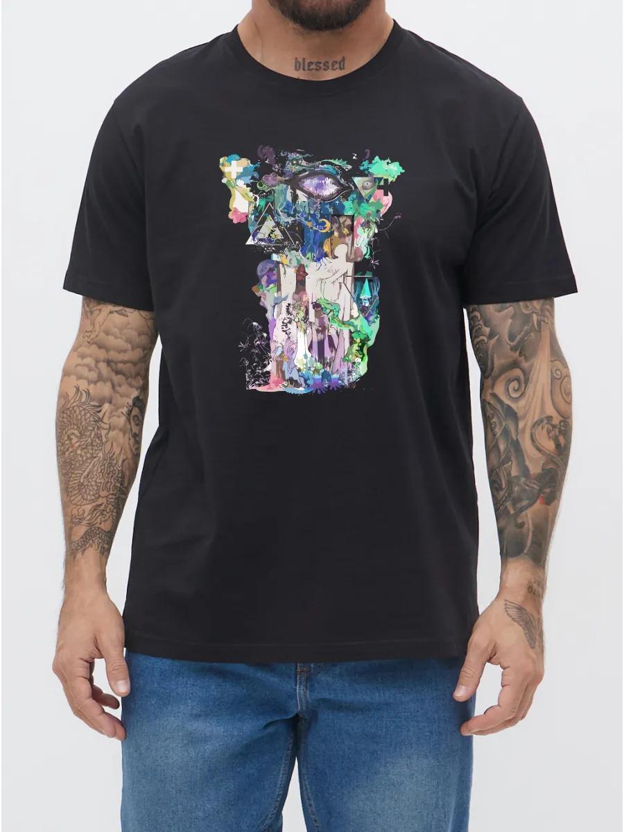 Women s t-shirt, butterfly print, phrase  this action will have consequences , black S