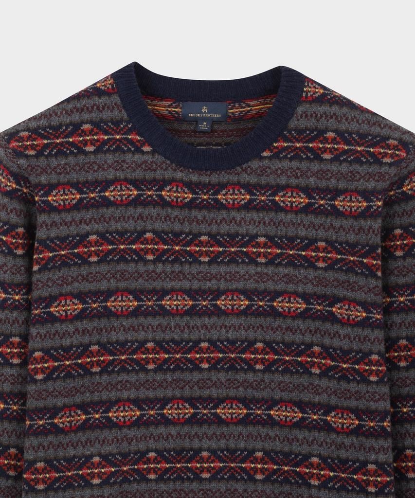 BROOKS BROTHERS Wool Vintage Fair Isle Crewneck Sweater (Grey) (Bbwrmff402)