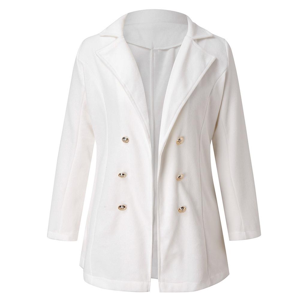 Women Solid Open Front Cardigan Formal Long Sleeve Tweed Jacket