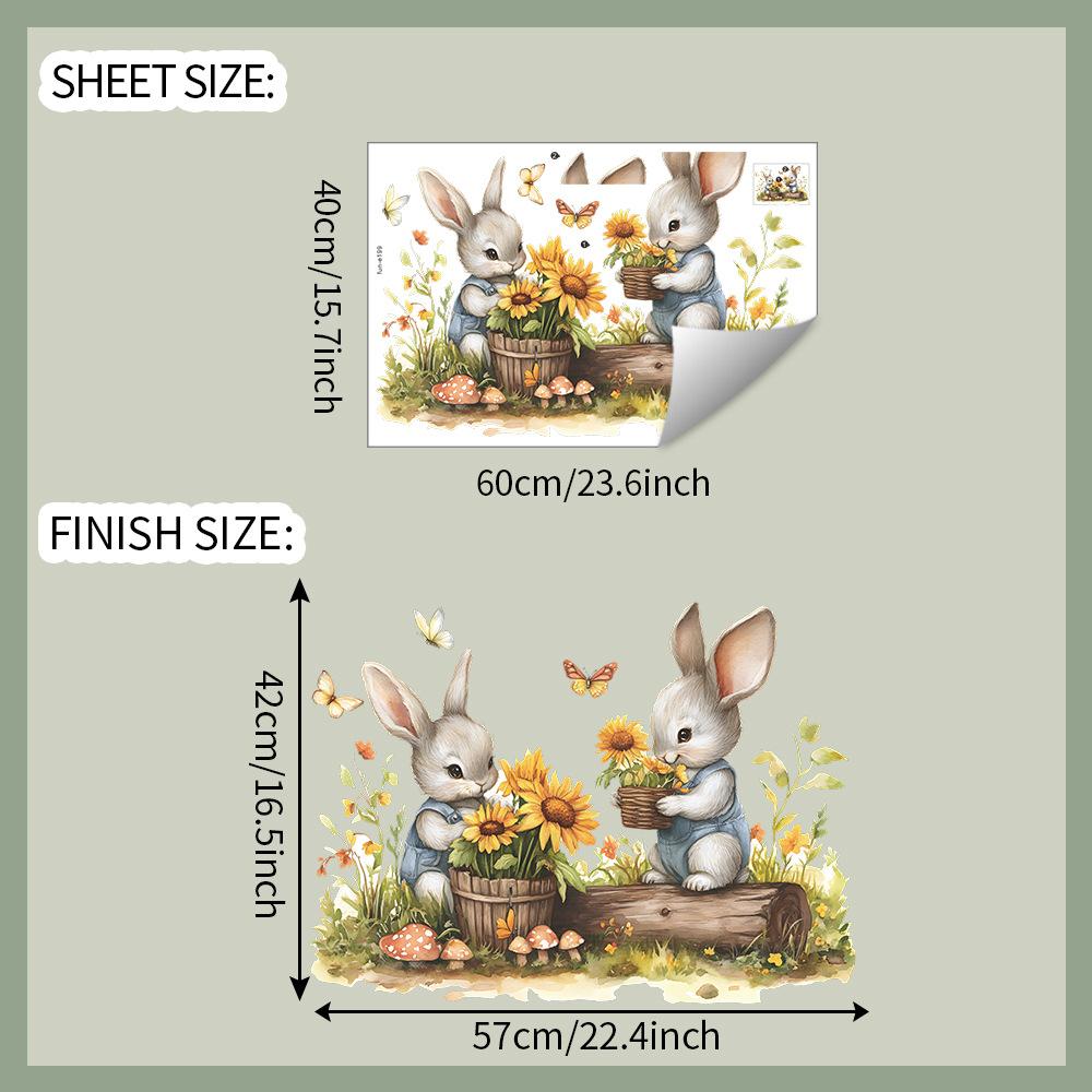 

Трудолюбивый Маленький Кролик Сад Подсолнух Бабочка Домашняя Атмосфера Декоративные Наклейки на Стену