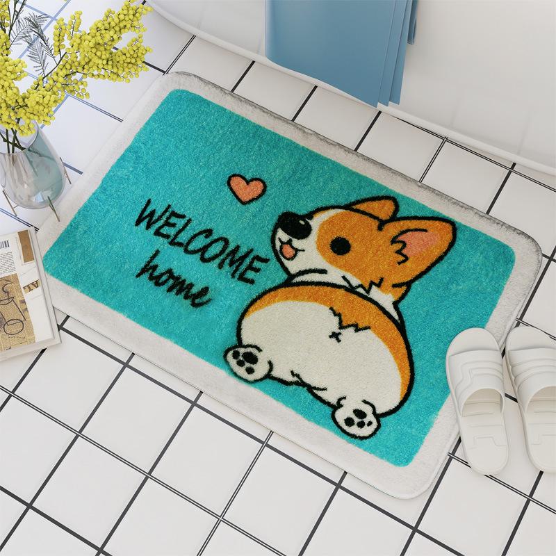 Badezimmer Anti-Rutsch Fleece Bodenmatte - Niedliche Haushalts Handtuch-Textur Türmatte für Toilette und Eingang