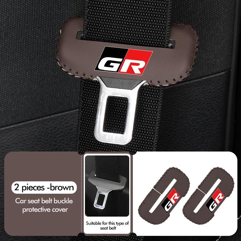 MZD1  For Toyota Car Seat Belt Buckle Plug Leather Car Seat Belt Clip Protective Covers Crown GR Corolla YARIS Auris C-HR Hilux Vios