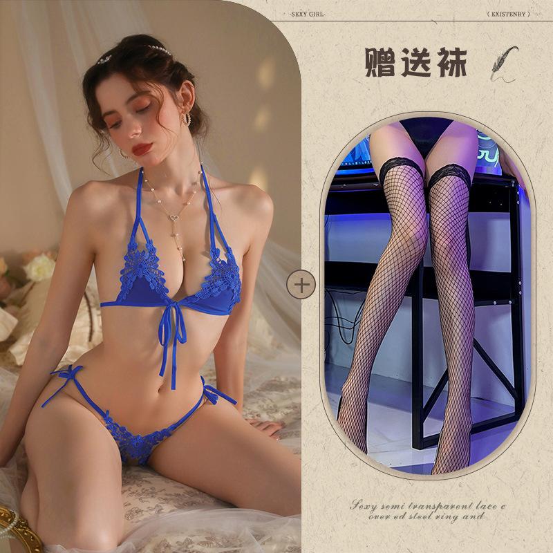 New sexy three-point erotic underwear free bikini open crotch temptation large size women's suit