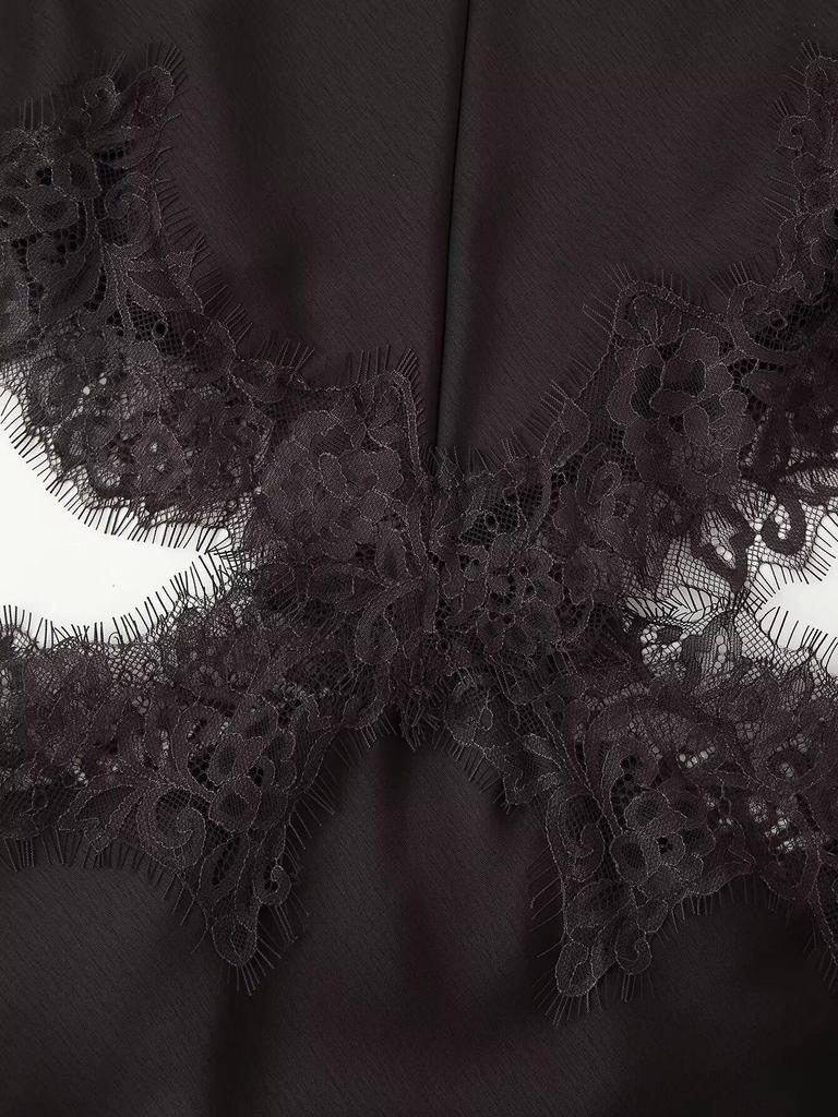 Autumn/Winter Lace Trim Cut-Out Waist Patchwork Dress for Women