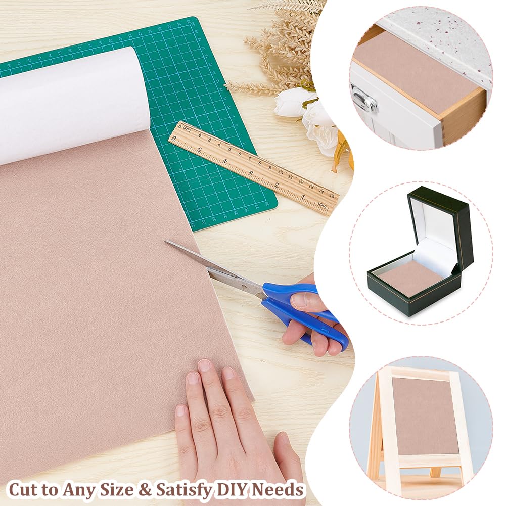 BENECREAT 2m X 40cm Felt 1mm Felt for Jewelry Drawer Box Costume Arts and Furniture Protection Sheet, Thick, Khaki, Self-Adhesive Fabric,