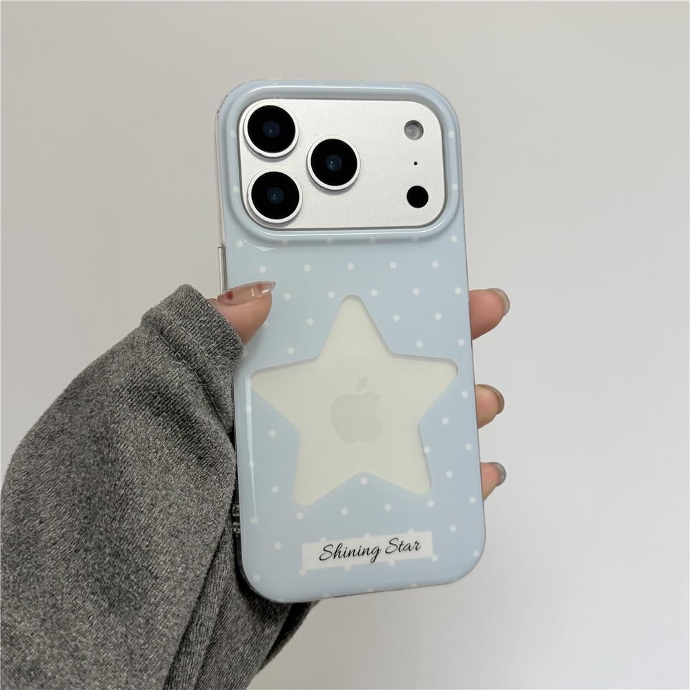 

Korean Style Sweet Cool Hollow Star iPhone 17 Pro Case, Drop-proof, with Photo Slots, Fits Models 13-16 14pro