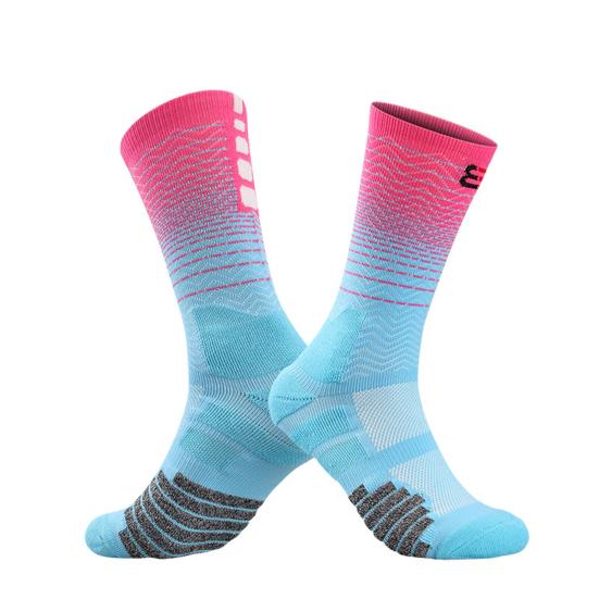 Training Socks Striped Patchwork Achilles Tendon Protection Breathable Non-Slip Towel Bottoms Anti-friction Soccer Socks for Adult