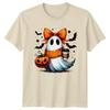 Cute Ghost Pumpkin Coffee Autumn Halloween Unisexs Unisexs Graphic Tee