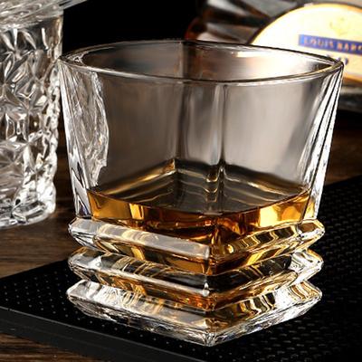 280ml Whiskey Glass Square Pagoda Shaped Wine Glass Drinkware Vintage Cup Drinking Bottle Bar Party Mugs Transparent Brandy Cup
