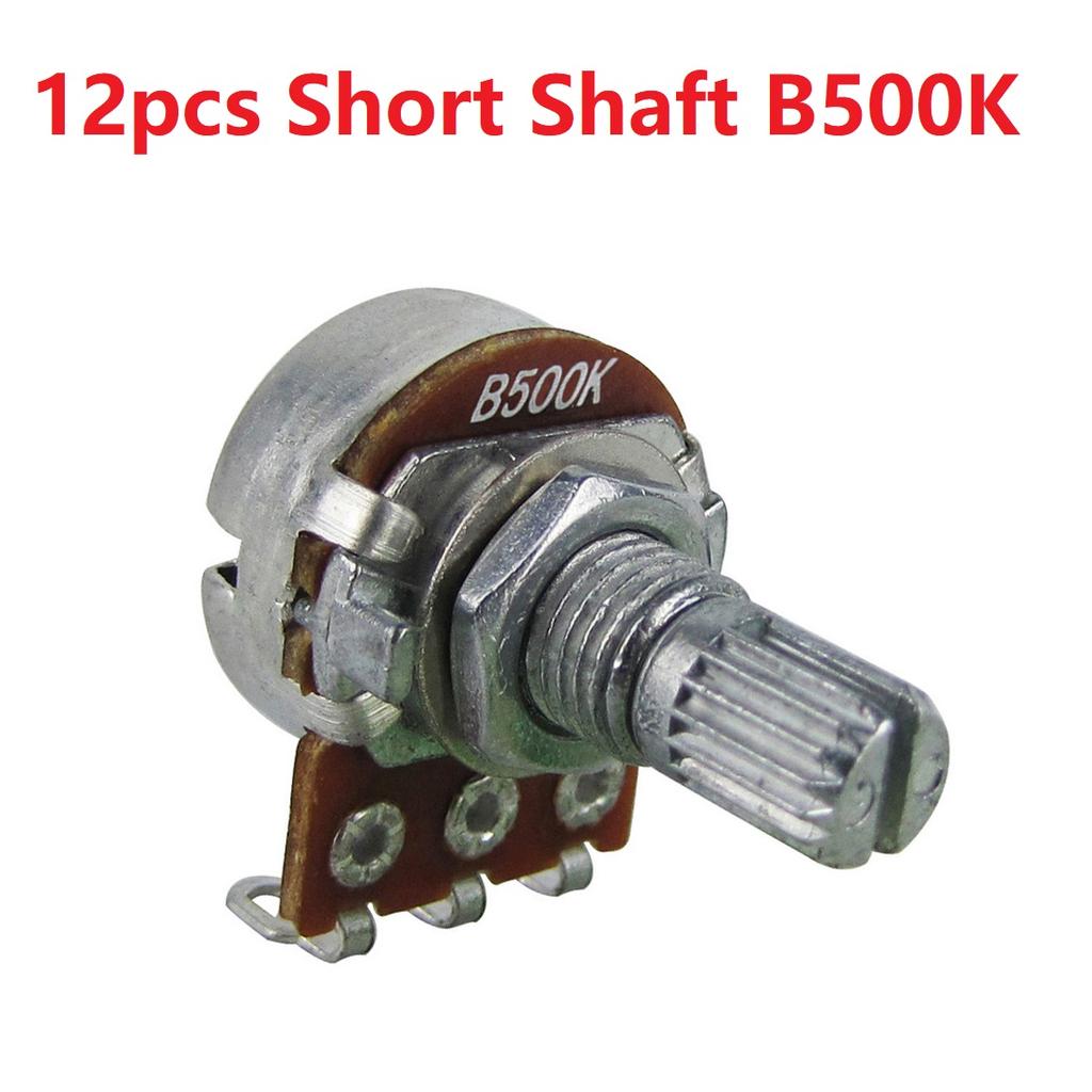 FLEOR 12PCS 18-spline Mini Potentiometers Guitar Pots 500K /250K Long / Short Shaft Choose Electric Guitar Parts