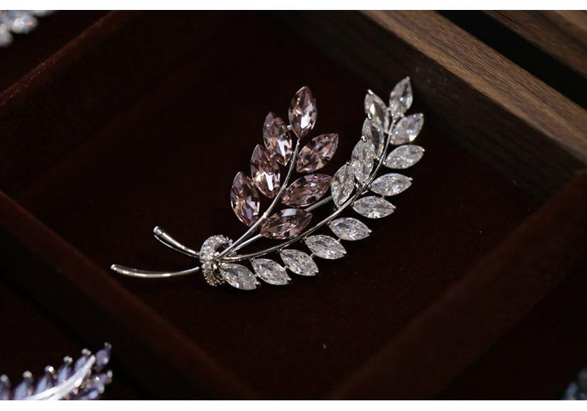 Bo Xin Yun Elegant Crystal Wheat Ear Brooch - Exquisite Fashionable Women s Pin Gift