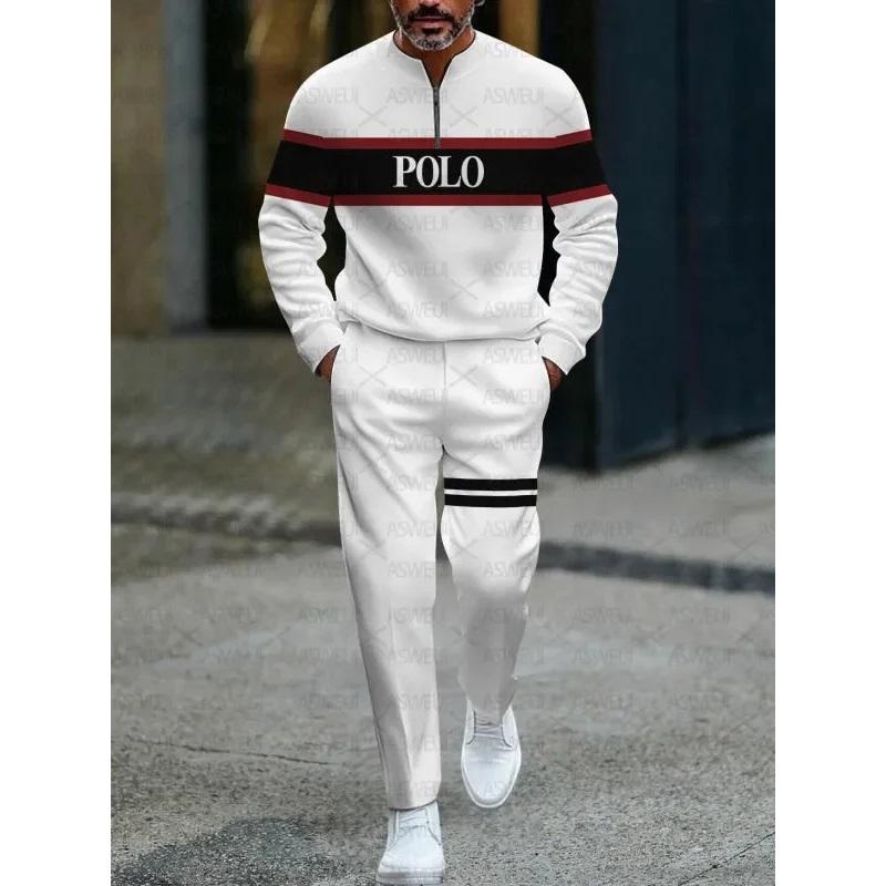 Men's 2Pcs Tracksuit Half Zip Sweatshirt  Jogger Pants Set