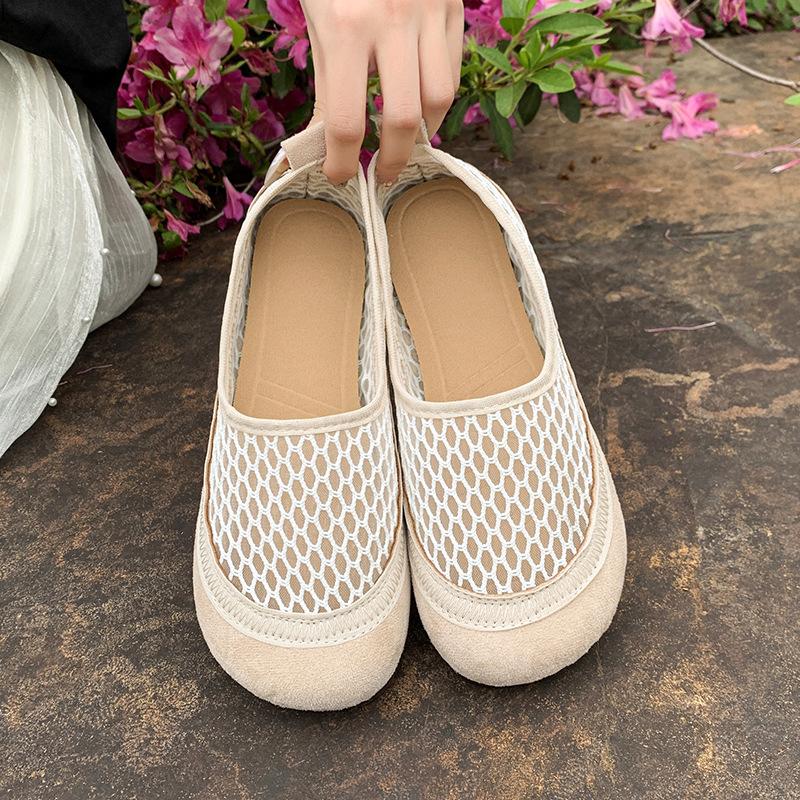 

Fashion versatile platform Boken shoes spring new temperament women s shoes retro heightening soft sole casual single shoes 35