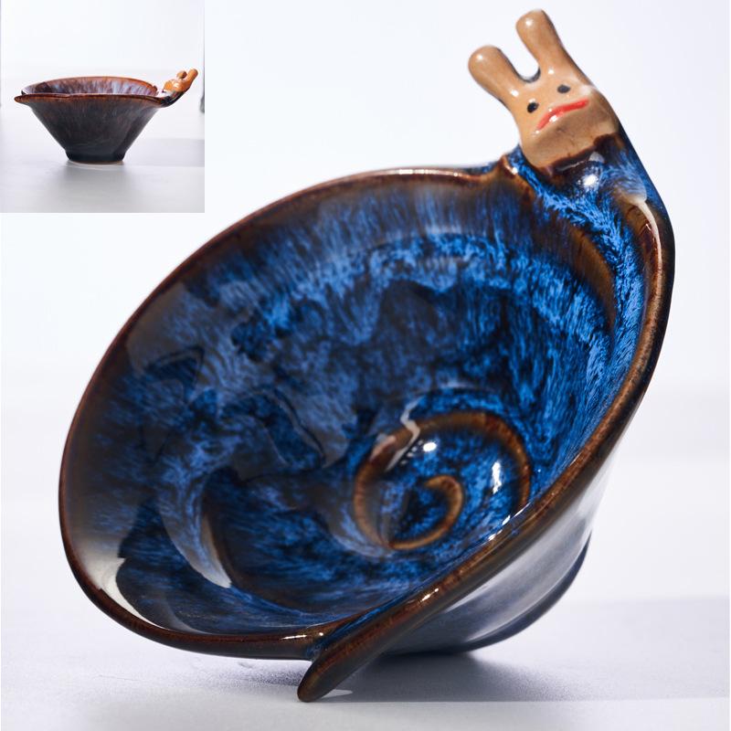 Kiln-Changed Tenmoku Ceramic Jian Zhan Tasting Cup Creative Snail Douli Cup Live New Large Tea Cup Wholesale