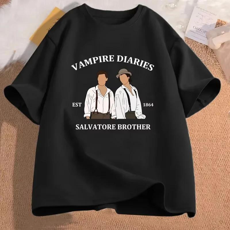 

The Vampire Diaries T-shirts for Women Mystic Falls Virginia Salvatore Brother 1864 T Shirt Fall Damon Women Clothing S