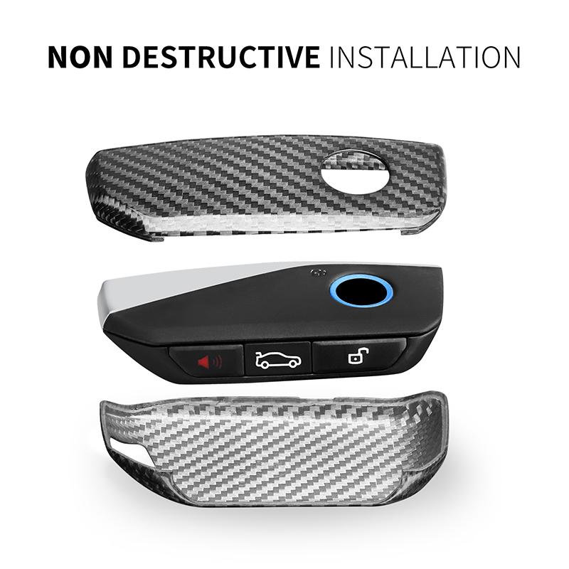 Carbon Fiber Car Key Fob Case For Bmw New 5 7 Series T-Carbon Car Key Cover Auto Interior Accessories