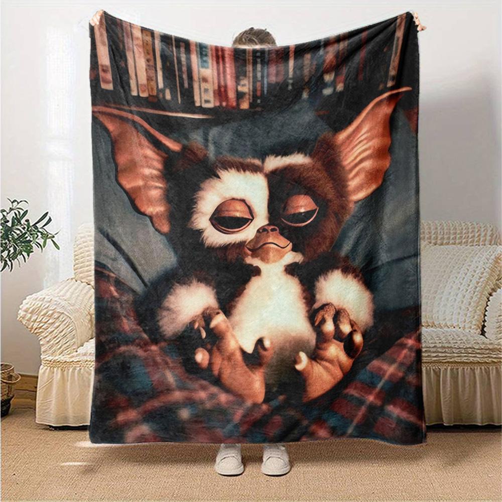 Christmas Giz-mo Candy Cane Flannel Blanket, Soft Polyester, Modern Design, All-Season for Camping, Travel, Gifts for holidays or birthdays